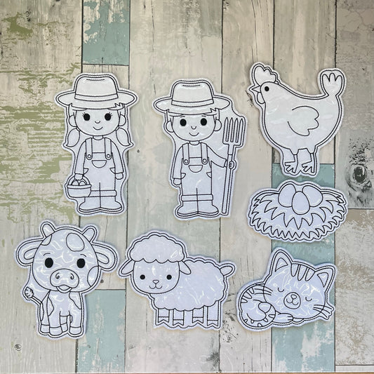 Farm Set 3 Colouring Dolls