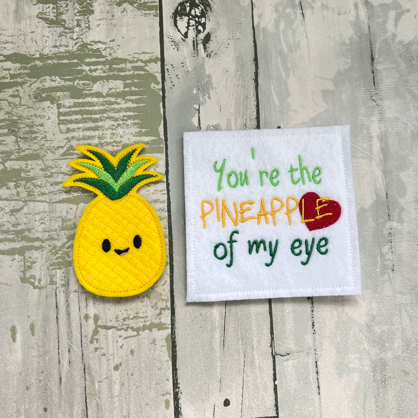 Pineapple Felt Finger Puppet with Pouch
