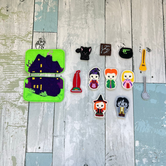 Witch Sisters Felt Pocket Play Set With Tin