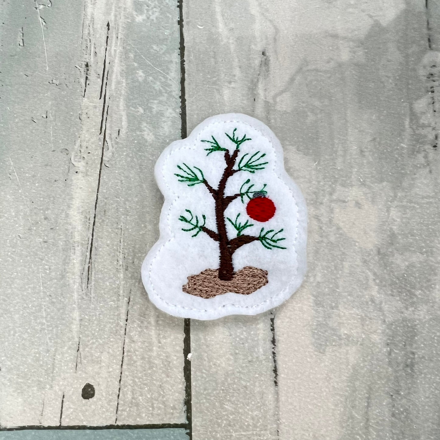 Sad Christmas Tree Felt Snap Hair Clip
