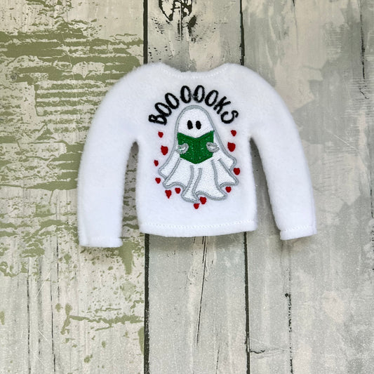 Ghost Reading A BOOOOOK Elf Sweater