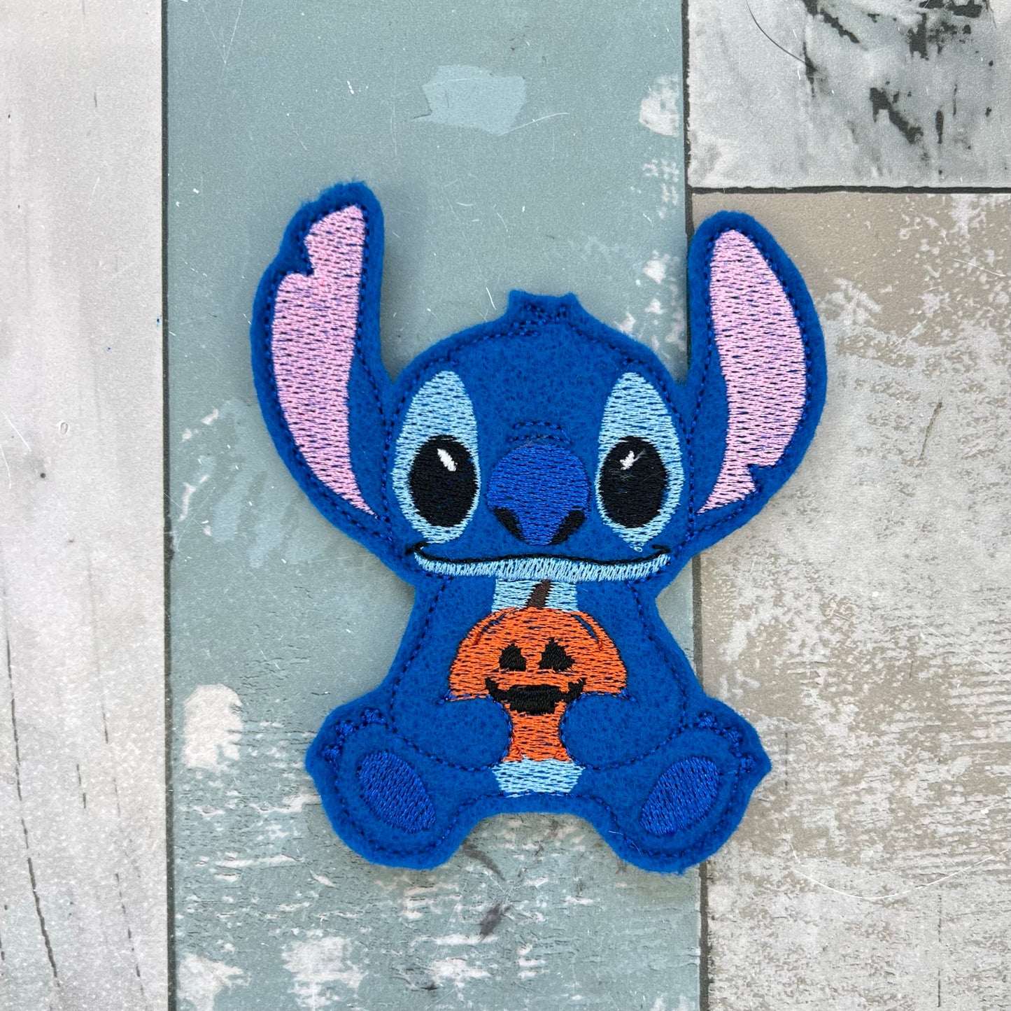 Blue Alien Felt Finger Puppet with Pouch