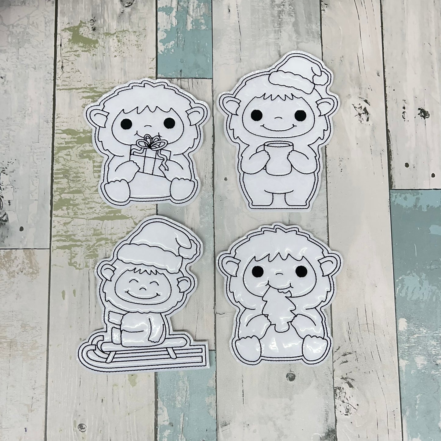Christmas Yeti's Colouring Dolls