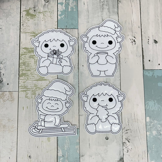 Christmas Yeti's Colouring Dolls