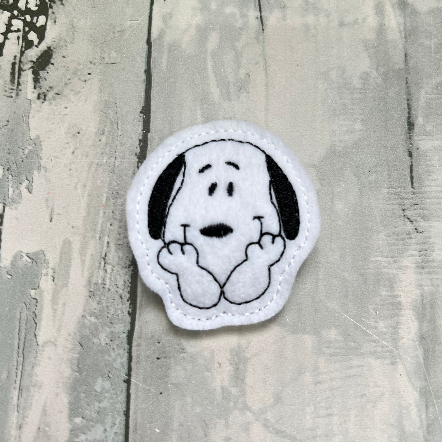 Black and White Dog Felt Snap Hair Clip
