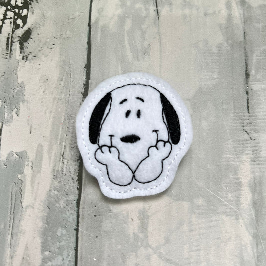 Black and White Dog Felt Snap Hair Clip