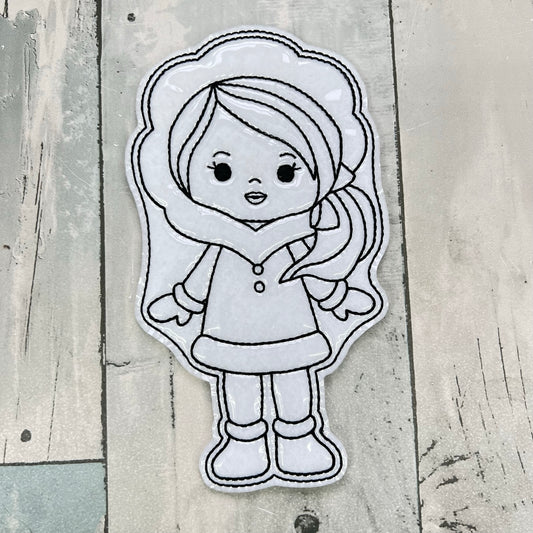 Girl Wearing Winter Jacket Colouring Doll