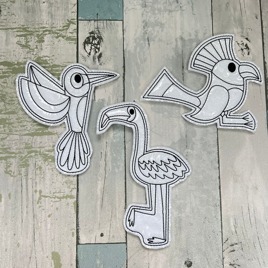 Tropical Birds Colouring Dolls