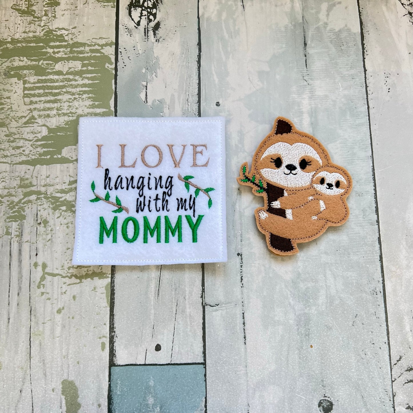 Sloth Mommy Felt Finger Puppet with Pouch
