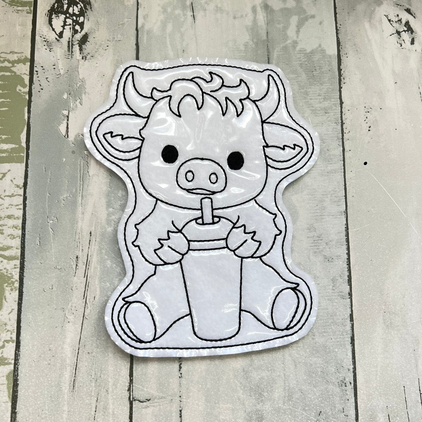 Highland Cow Bubble Tea Colouring Doll