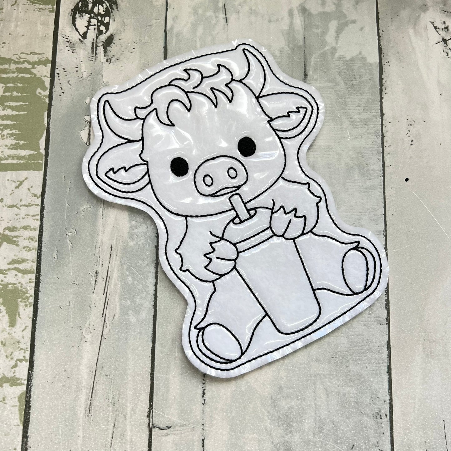 Highland Cow Bubble Tea Colouring Doll