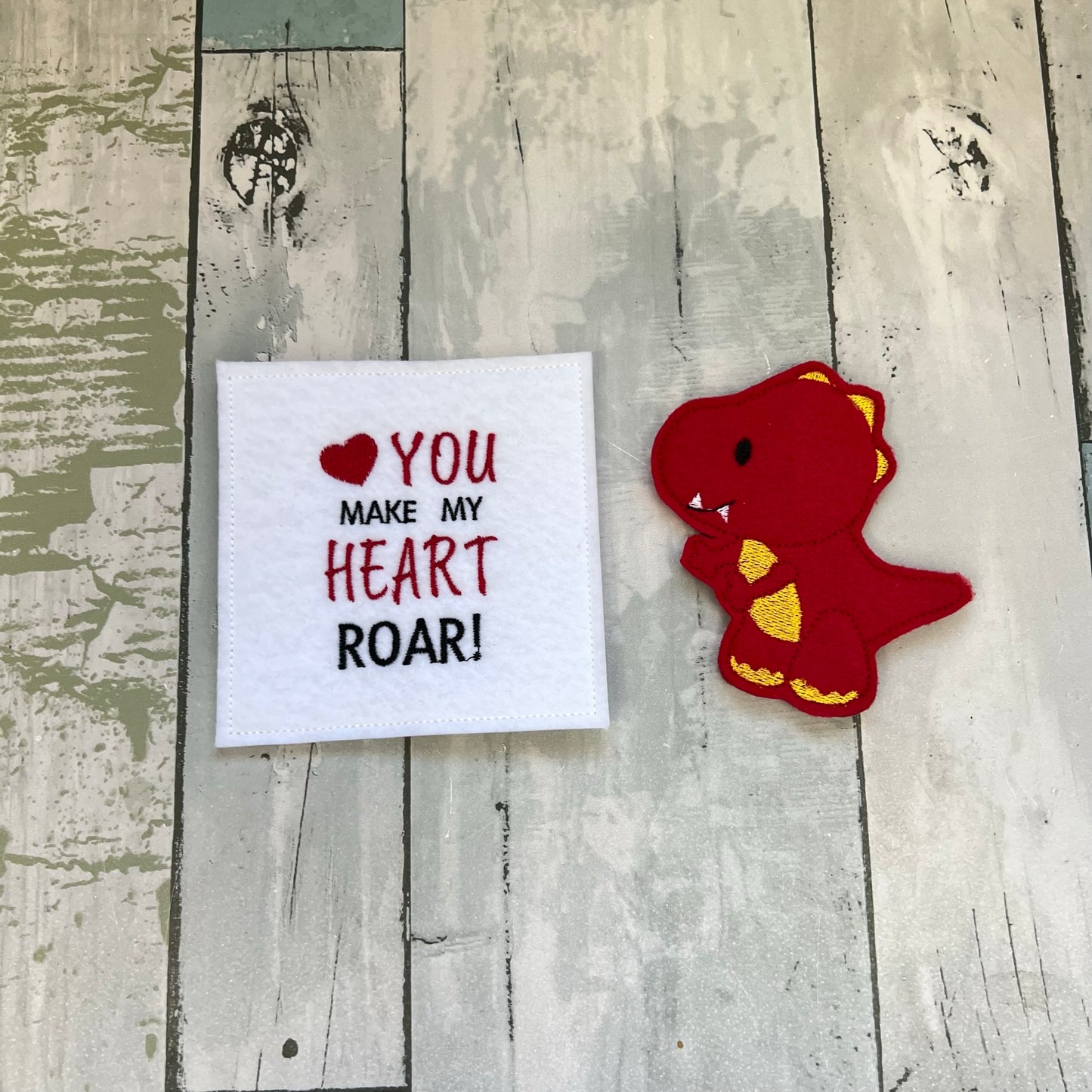 Dinosaur Felt Finger Puppet with Pouch