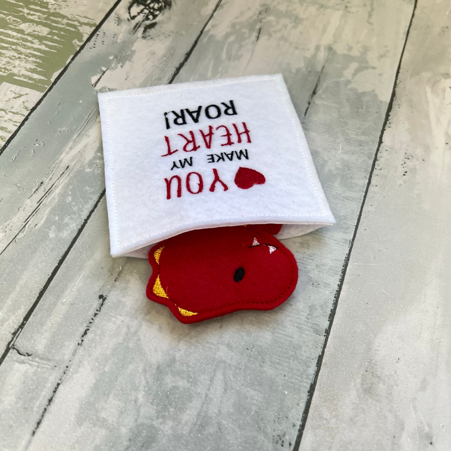 Dinosaur Felt Finger Puppet with Pouch