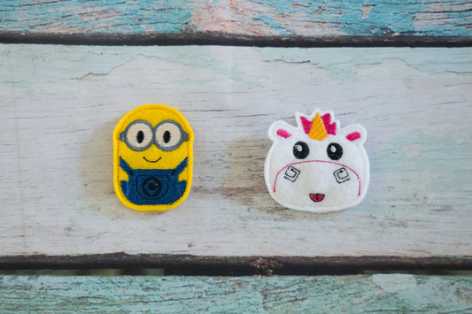Yellow Helper and Fluffy Unicorn Felt Snap Hair Clip
