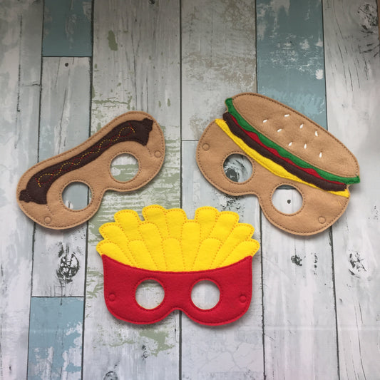 Fries, Cheeseburger and Hotdog Felt Play Masks