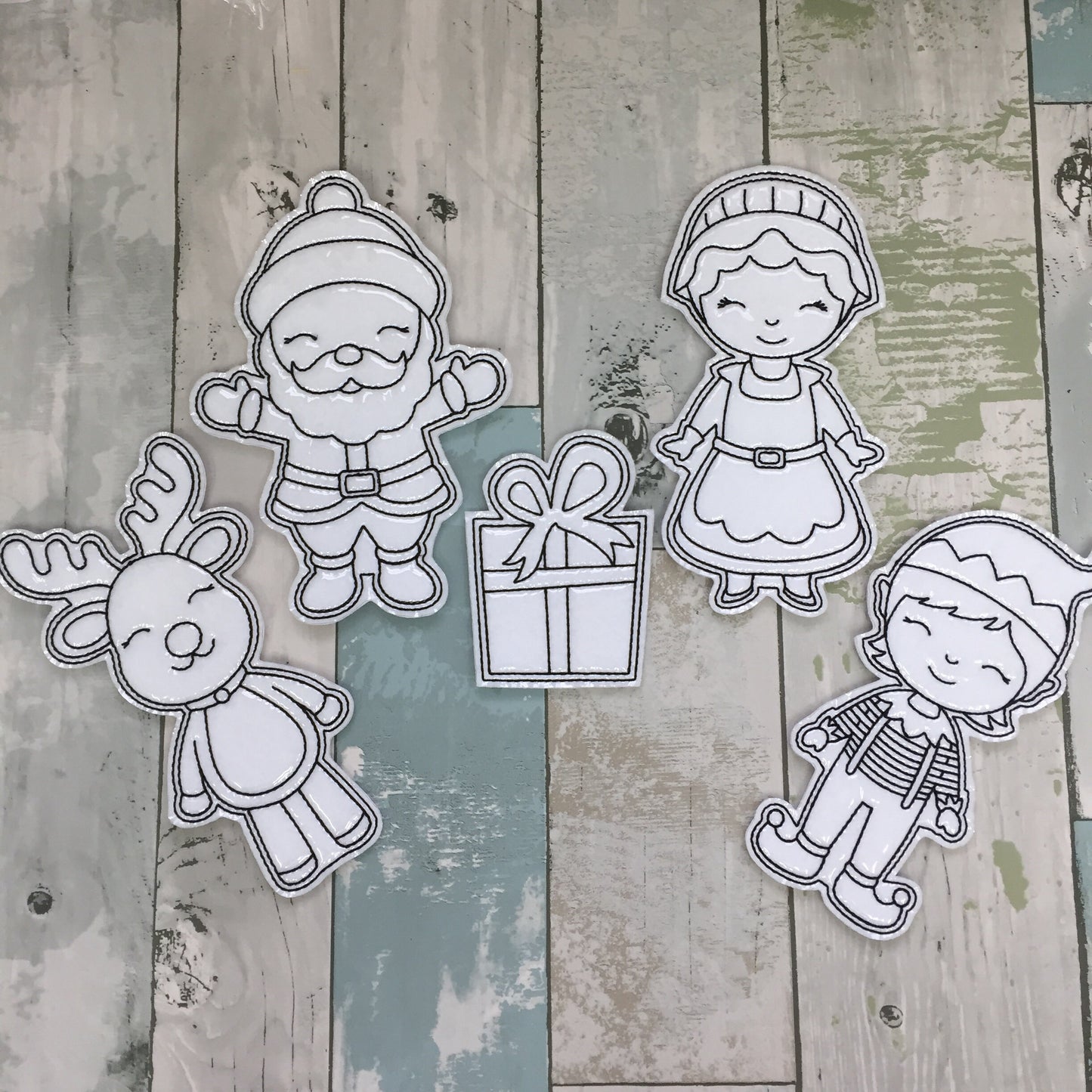 Christmas Santa & Friends Colouring Dolls