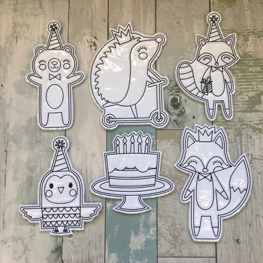 Birthday Party Animals Colouring Dolls