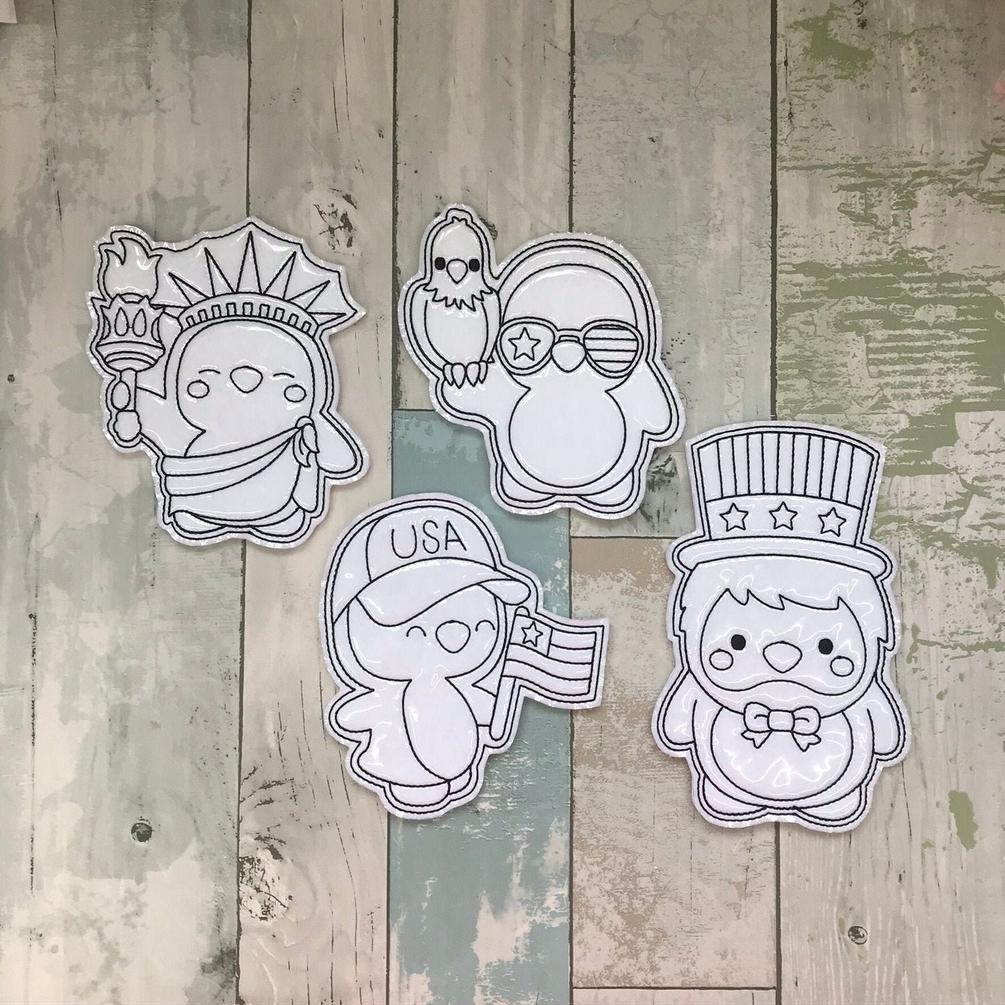 4th of July Penguins Set 2 Colouring Dolls