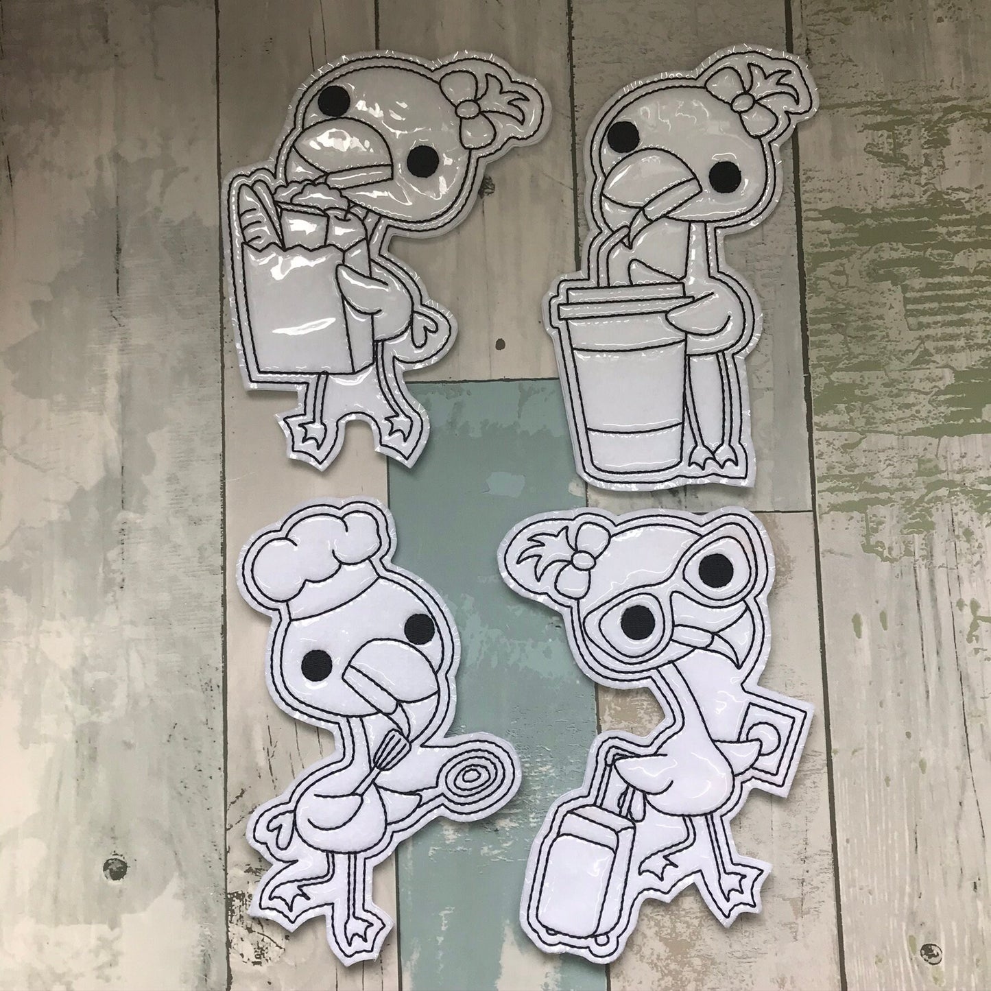 Flamingo Set 2 Colouring Dolls