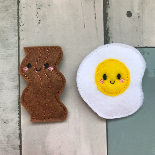Bacon and Eggs Felt Snap Hair Clip