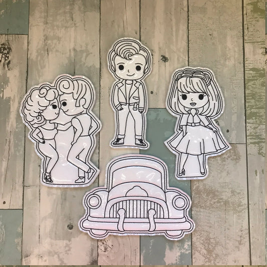 Retro Dance & Hot‑Rod Crew Colouring Dolls