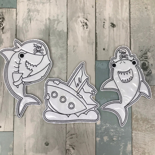 Pirate Sharks Colouring Dolls