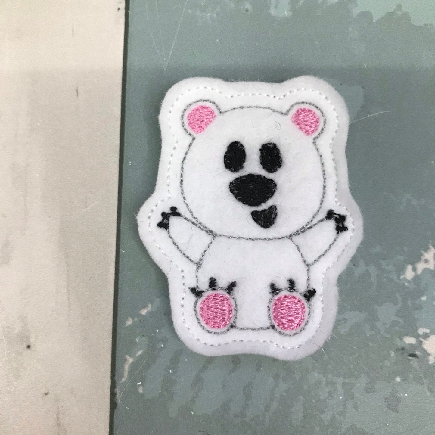 Artic Bear Felt Snap Hair Clip