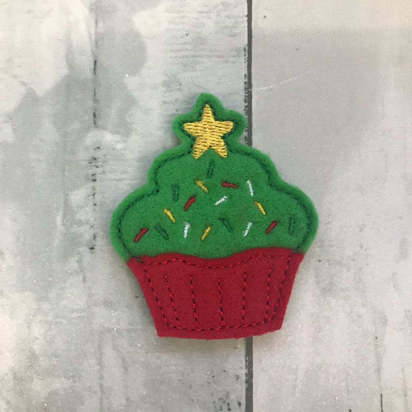 Christmas Cupcake Felt Snap Hair Clip