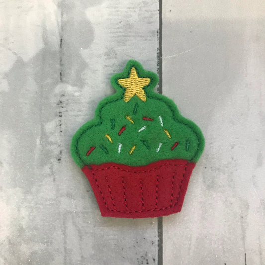 Christmas Cupcake Felt Snap Hair Clip