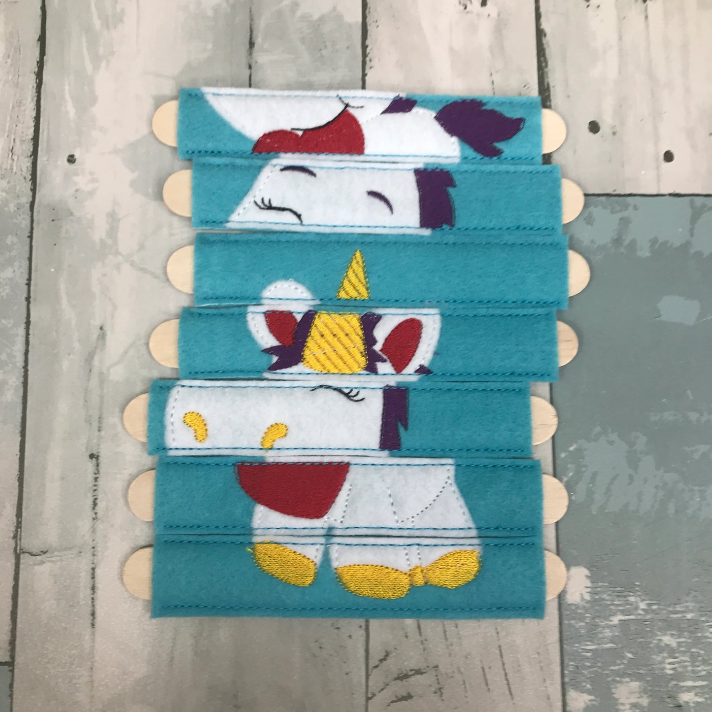 Valentines Unicorn Stick Felt Puzzle