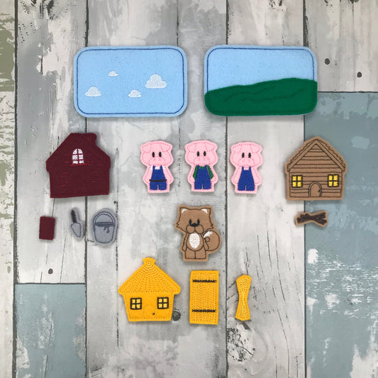 3 Pigs Felt Pocket Play Set With Tin
