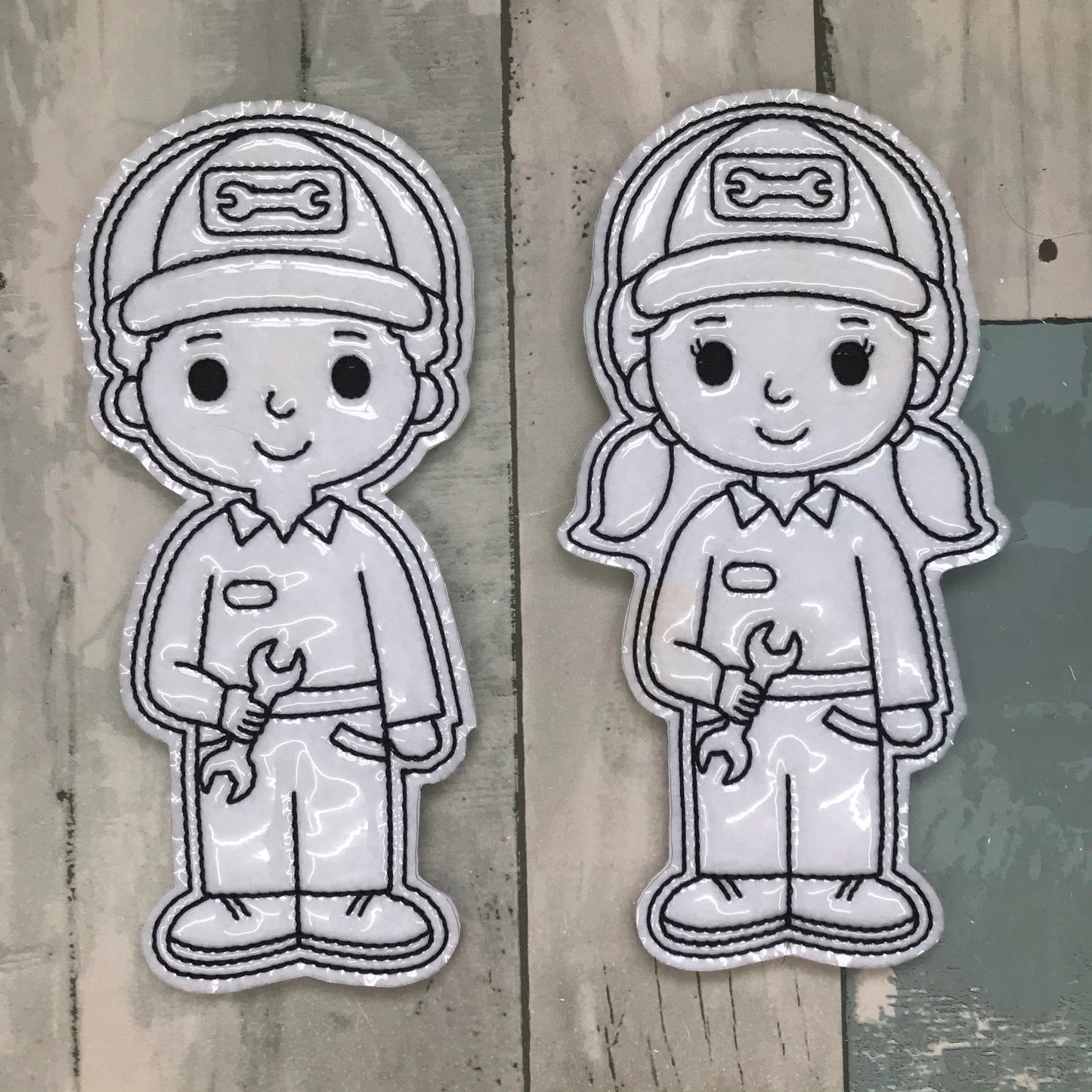 Mechanic Kids Colouring Dolls