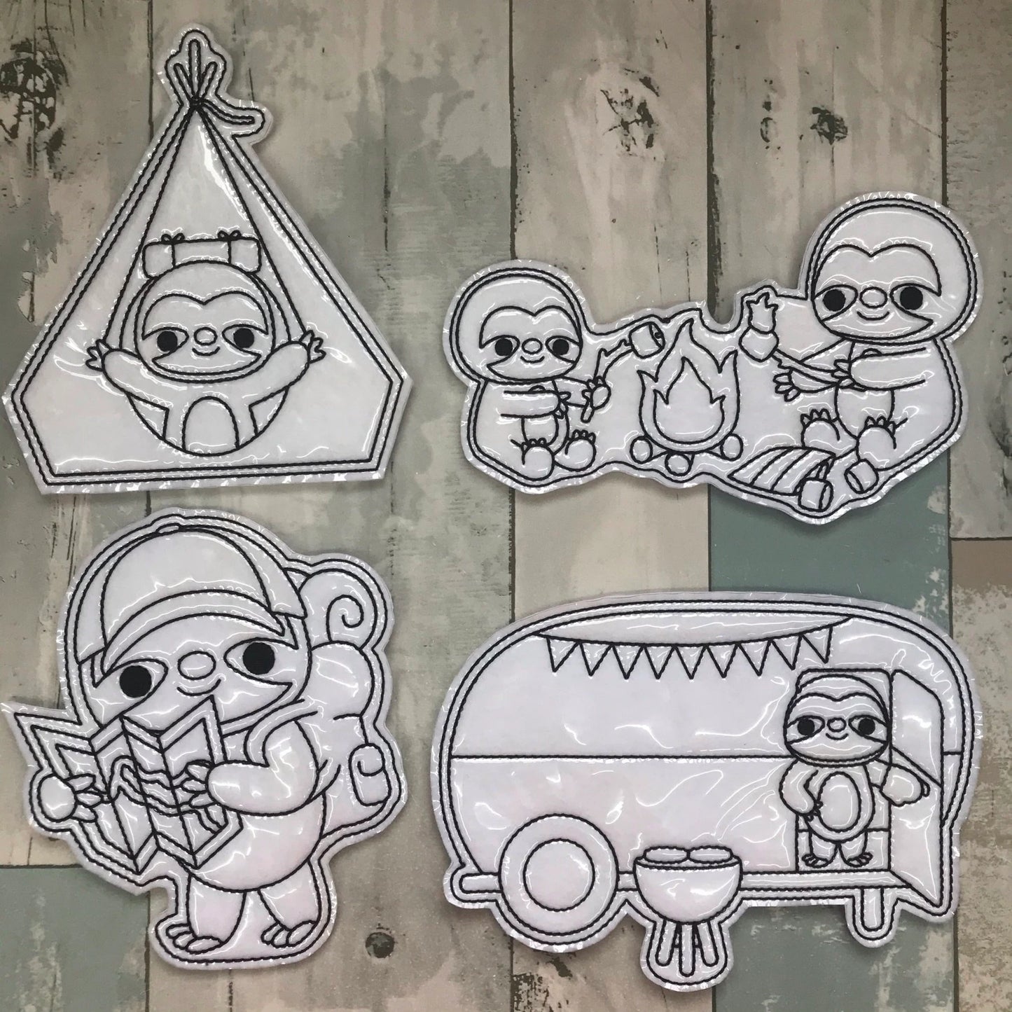 Camping Sloths Colouring Dolls